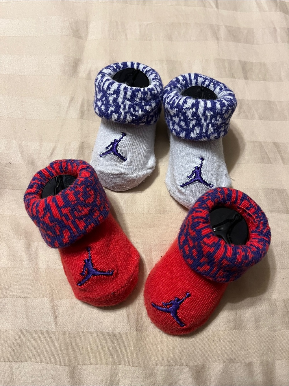 Jordan Baby Booties Set in Red, Gray and Blue